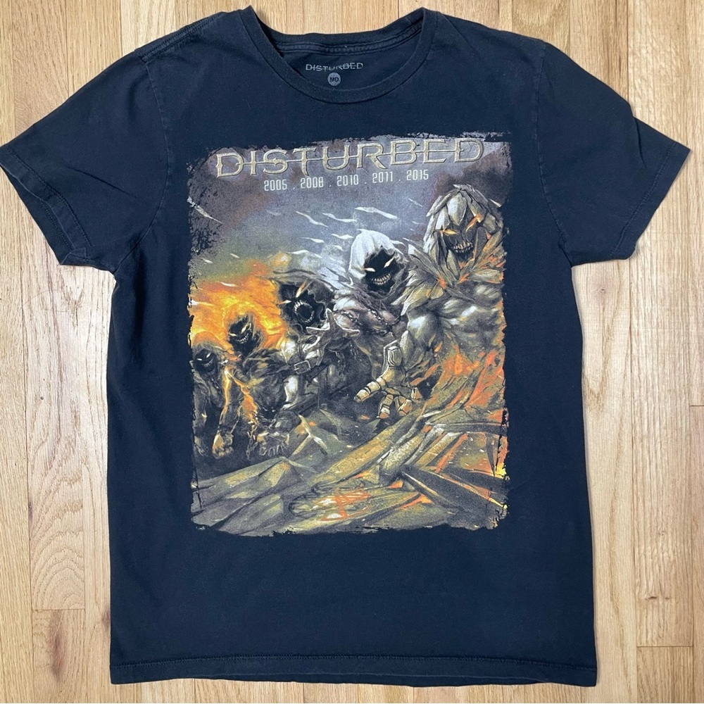 Disturbed Band T-Shirt Medium 2015 Metal Music Merch Tee Black Concert Tour Rock